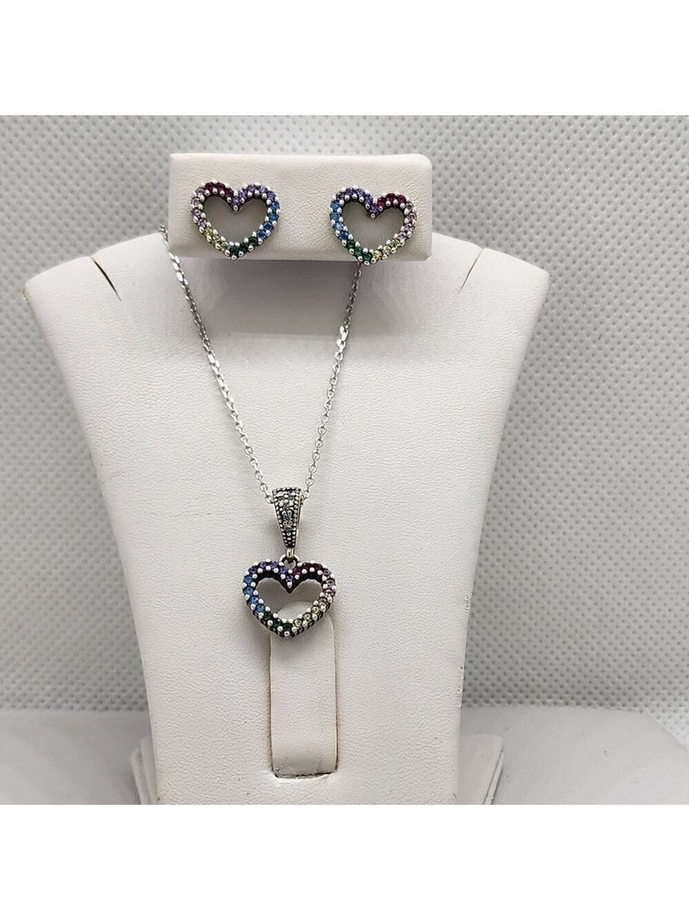Brand New Sterling Silver 925 Multi Color Heart Set